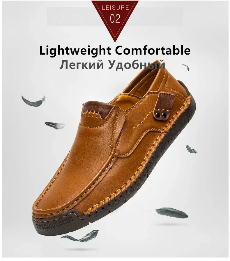 New Fashion Men Casual Shoes Handmade Leather Loafers Comfortable Men's Shoes Quality Split Leather Flat Driving Shoes Size 48