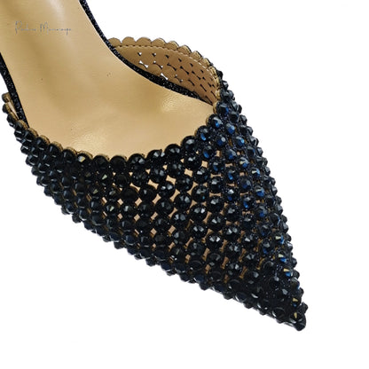 Nigerian New Trending Cutout Style Navy Blue Elegant Women's Shoes and Party Wedding Bag