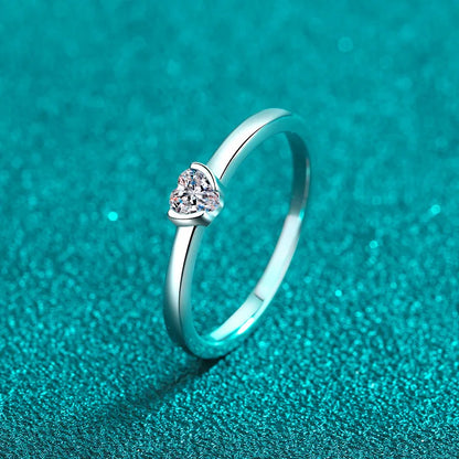 0.3ct Heart Cut Moissanite Engagement Rings for Women Classic Wedding Band 925 Sterling Silver Plated PT950 Birthday Gift