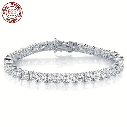 100% Real S925 Sterling Silver Plated 18K Gold 5A Grade Zircon Black Tennis Bracelet for Men and Women Fashion Exquisite Jewelry