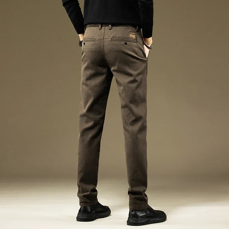 Men's Pants Casual Cotton Solid Color Spring Autumn Straight Business Work Pants High Quality Fashion Black Grey Trousers