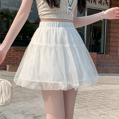 Women Summer 2026 A-Line Mini Skirt Pleated Puffy Short Skirt Korean Fashion Style Flower Bud Skirt Sweet Streetwear Y2k