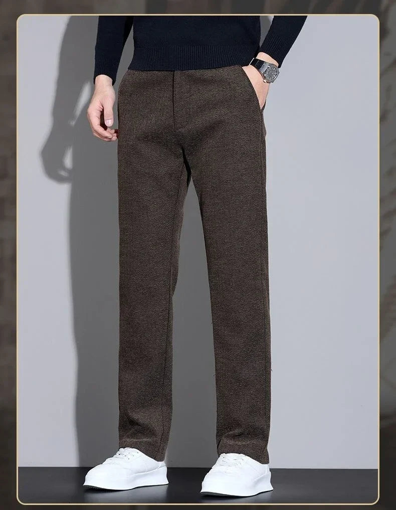 Men's Loose Casual Pants Autumn and Winter New Fashion Pocket Wide-leg Business Pants Comfortable Elastic Waist Stretch Pants