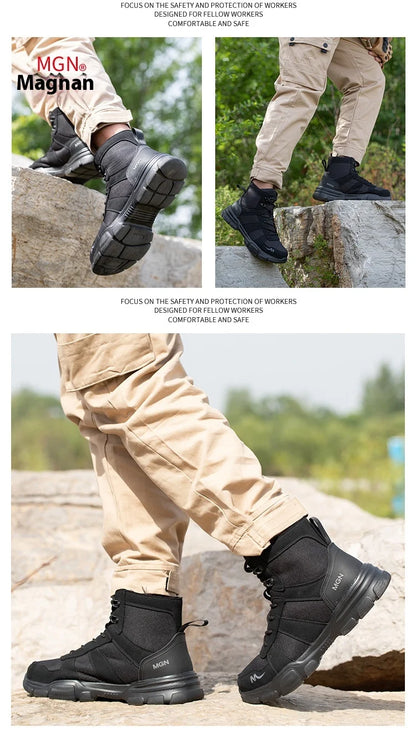 Camouflage Safety Boots Men and Women Work Indestructible Shoes Climbing Steel Toe Protective Boots Anti-puncture Safety Shoes
