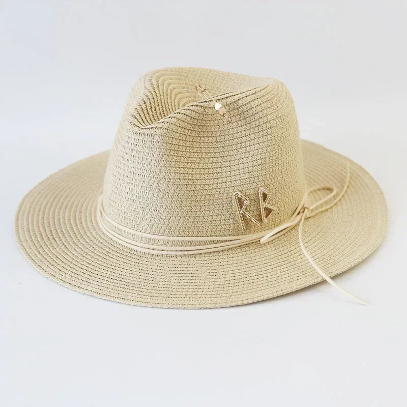 Big Size  Summer Sun Hats Ladies Fashion Girl Beach Straw  Hat Luxury Grass Jazz Top Panama Hat Womens 60cm Large Head