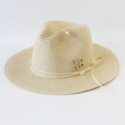 Big Size  Summer Sun Hats Ladies Fashion Girl Beach Straw  Hat Luxury Grass Jazz Top Panama Hat Womens 60cm Large Head