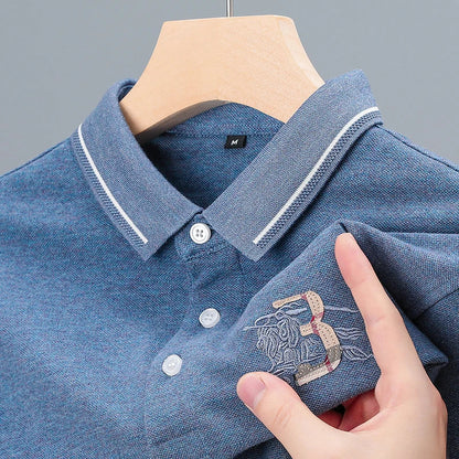 100Cotton High-End Quality Men's Polo Shirt Exquisite Horse Embroid Long Sleeve Fashion Lapel T-Shirt Business Trend Menswear