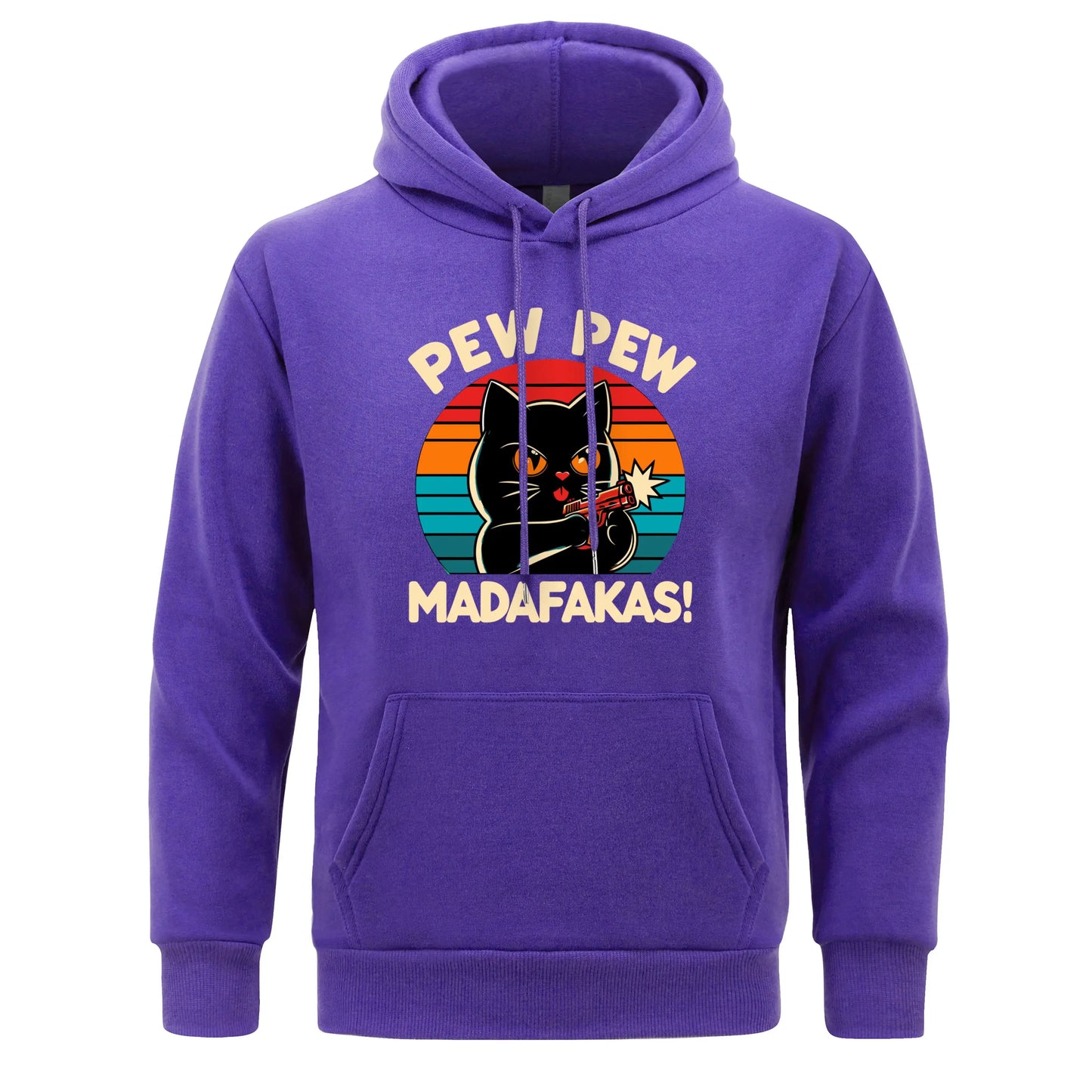 Pew Pew Madafakas Print Hoodie Man Hip Hop Street Casual Hooded Cartoons fur-liner Men Hoodies Harajuku S-XXL Pullover Clothing