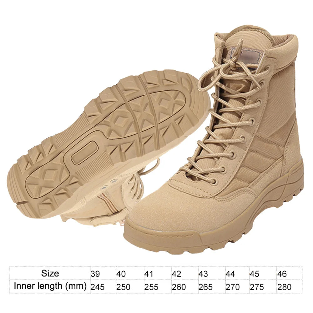 Desert Combat Boots Lace Up Outdoor Hiking Boots Breathable Hunting Training Boots Lightweight Non-Slip for Men