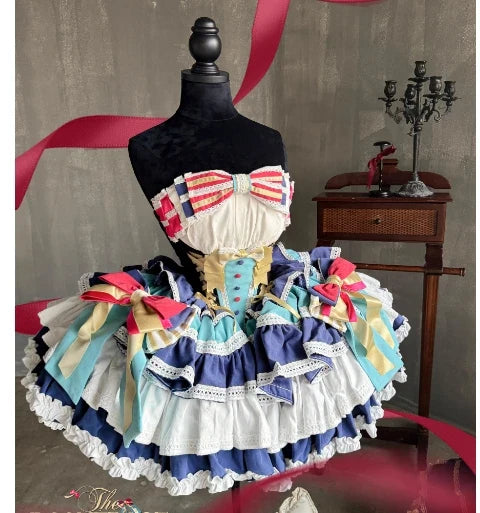 Girls Birthday Lolita Dress 2024 Spring and Summer Women's Tube Top Satin Bowknot Slim Pettiskirt Short Mini Party Dress