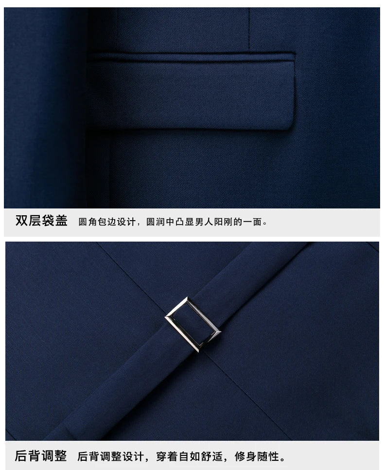 2026 New Suit (Blazer+ Vest + Pants) Men's Gentleman Fashion Slim Work Solid Color Plus Size Fair Dress Wedding Best Man Suit