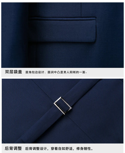 2026 New Suit (Blazer+ Vest + Pants) Men's Gentleman Fashion Slim Work Solid Color Plus Size Fair Dress Wedding Best Man Suit