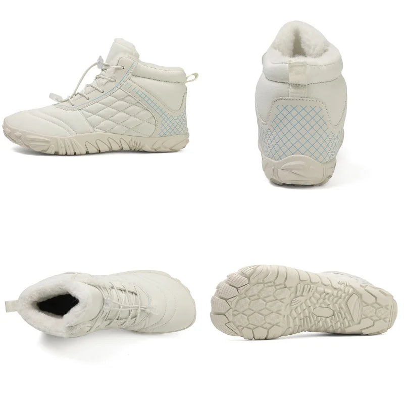 Botas de Caminhada de Inverno Barefoot Masculinas Femininas, Botas de Neve Quentes Sem Salto, Botas de Tornozelo com Biqueira Larga, Impermeáveis Minimalistas