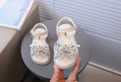 2026 Princess Girls Sandals Summer Children Beach Shoes Girls Open-toed Sandals Soft PU Leather Flat Kids Sandals For Girl