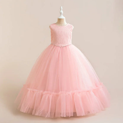 Summer Baptism Wedding Party Girl Flower Dresses Bow Bridesmaids Princess Prom Evening Dress For Girls First Communion Prom Gown