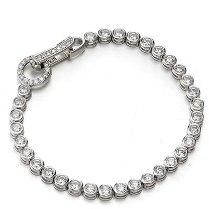 100% 925 Sterling Silver Create Moissanite Party Fashion Women's Chain Bracelet Boutique Jewelry Wedding Ring