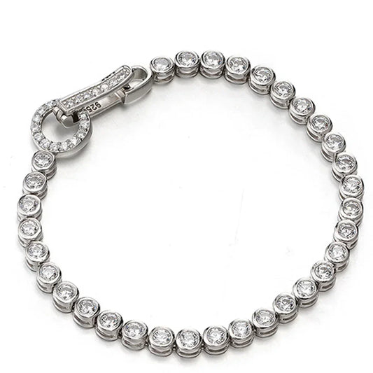 100% 925 Sterling Silver Create Moissanite Party Fashion Women's Chain Bracelet Boutique Jewelry Wedding Ring
