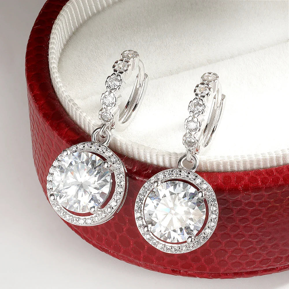 3Carat Moissanite Hoop Earrings With  Certificates Round Sunflower D Color Diamond Drop Earring 925 Silver Earring 2024 Trend