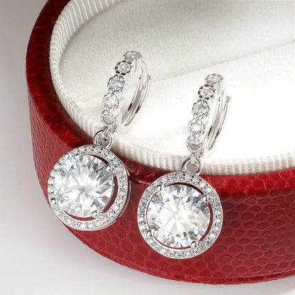 3Carat Moissanite Hoop Earrings With  Certificates Round Sunflower D Color Diamond Drop Earring 925 Silver Earring 2024 Trend