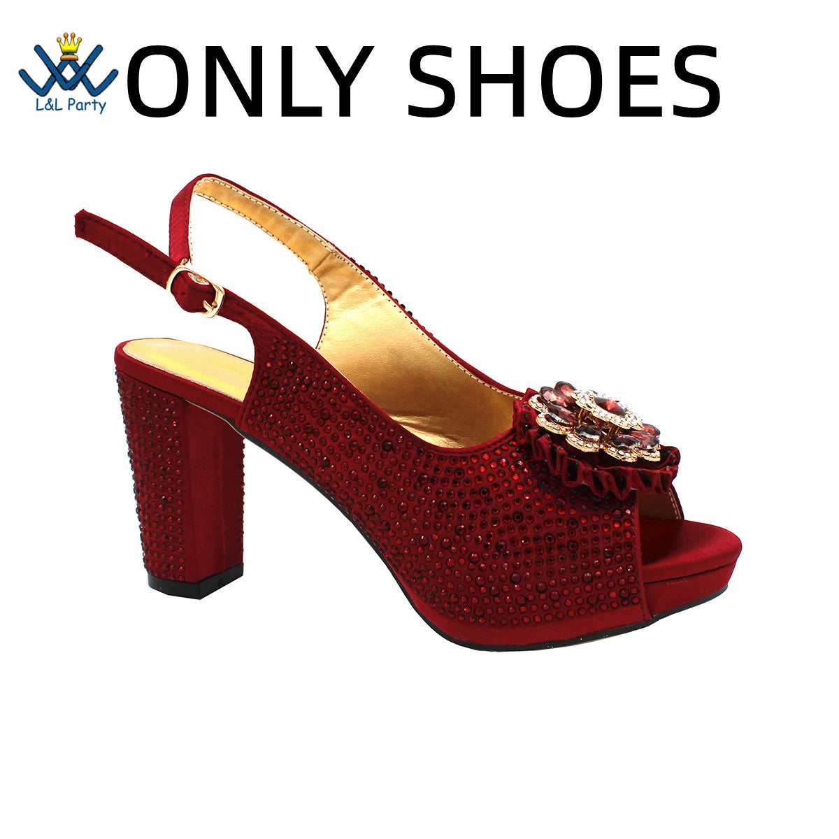 Special Design Women Crystal Style African Ladies Party Shoes Matching Bag in Magenta Color