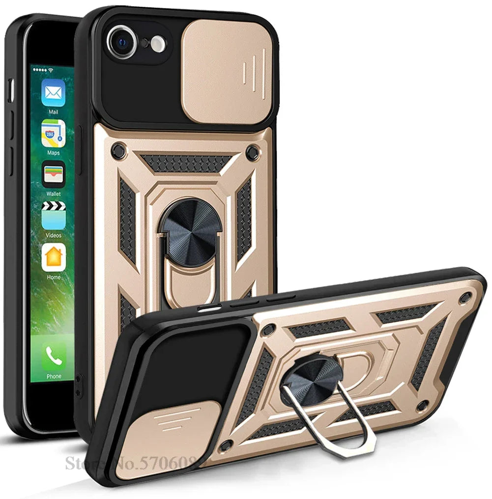 For iPhone SE 2020 Case SE 2022 SE 2 3 SE2 SE3 Shockproof Armor Lens Protector Phone Cover For iPhone 7 8 iPhone7 Case With Ring