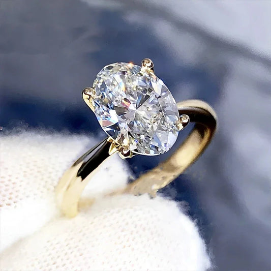 1ct-4ct Radiant Cut Full Moissanite Diamond Rings For Women Original 925 Silver Luxury Oval Cut Lady's Diamond Ring