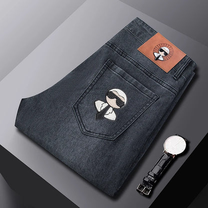 Fashion Men Jeans Stretch Straight Leg Casual Slim Fit Denim Pants Male Brand Luxury Design Business Classic Trousers