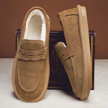 Winter Fashion Plush Men Loafers Outdoor Warm Men's Cotton Shoes Low-Top Casual Man Snow Boots with Fur Slip on Walking Footwear