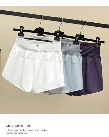 Women Yoga Shorts High Waist Double Layer Running Gym Shorts With Pocket Summer Sportswear Fitness Clothes Jogger Short New