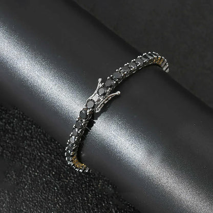 3-6.5mm Moissanite Tennis Bracelet D VVS1 Black Diamond Bracelets with Certificate 925 Sterling Silver Bangle for Women Men