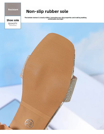 2025 Summer New Children's Sandals Fashion Girls' High Heels Silver Sequins Open Toed Girls' Princess Sandals