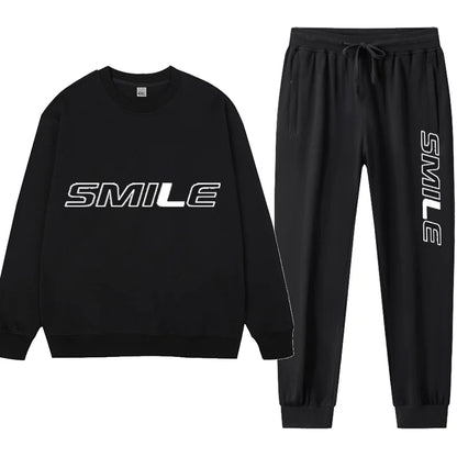 2pcs Men's Sweatshirt Sweatpants Plus Size 1XL-7XL Sports Fashion Casual Printed Male Round Neck Pullover Trousers Set 110-185KG