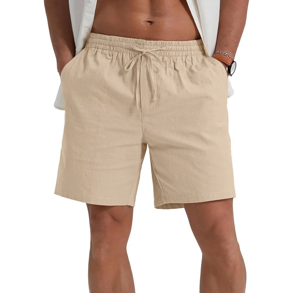 Summer New Men's Shorts Lightweight Breathable Casual Short Pants Cotton Linen Simple Style Daily Sweatpants Short Trousers