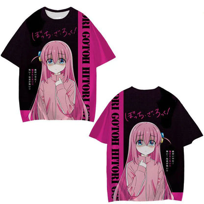 Camisetas de Manga corta para hombre y mujer,ropa de calle con estampado 3D de Bocchi The Rock,de gran tamaño,a la moda