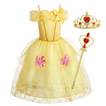 Girls Costume Sleeping Beauty Aurora Princess Party Rapunzel Halloween Snow White Cosplay Costume Kid Cinderella Dress up