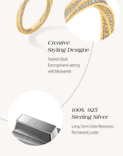 S925 Silver 18K Gold Plated Moissanite Rings D Color VVS1 Lab Diamond Helix Eternity Band Wedding Jewelry for Women Man