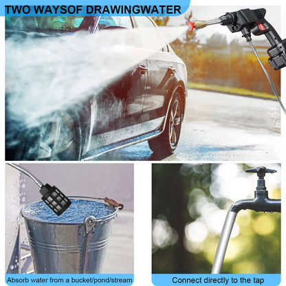Portable Cordless Car High Pressure Washer Water Wash Cleaner Gun 26bar With 2Pcs 1200mah Battery