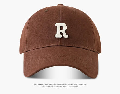 Large Head Circumference Baseball Cap Men's and Women's Dome Hat Soft Top Cap 60/65cm Sun Protection  Letter R Hat Adult Caps