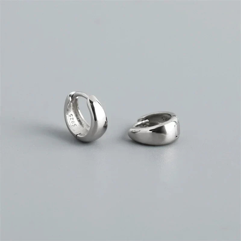 925 Sterling Silver Simple Statement Matte Large Huggies Hoop Earrings for Men Women Fine Gothic Punk Charms S925 Jewelry
