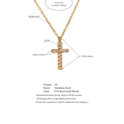 Delicate Shiny Cubic Zirconia 316L Cross Pendant Necklace for Women Stainless Steel High Quality Jewelry Water Resistant