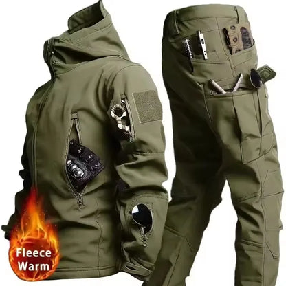 Winter Autumn Fleece Men Jacket Tactical Waterproof Suit Outdoor Fishing Hiking Camping Tracksuits Coat Thermal Suit