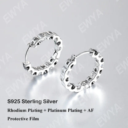 Sparkling 2.6cttw D Color Full Black And White Moissanite Hoop Earrings S925 Silver Earring For Women Party Fine Jewelry