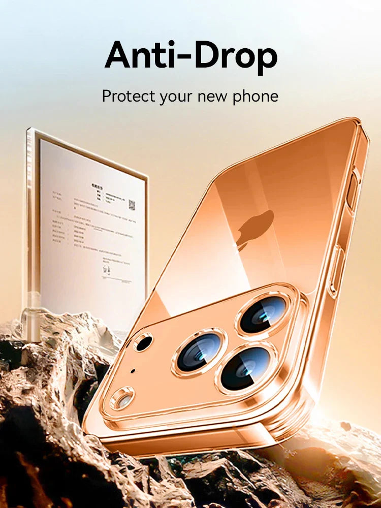 iPhone 17 16 15 Pro Max Case Lens Protection Anti-Yellow Case For iPhone 17 16 Pro Max Transparent Shockproof Cover