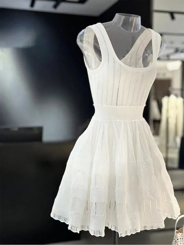 Six Colors High-end 2024New Short Dress Women's Summer French Style Exquisite Design Sense Niche Sleeveless Vest Stitching Dress
