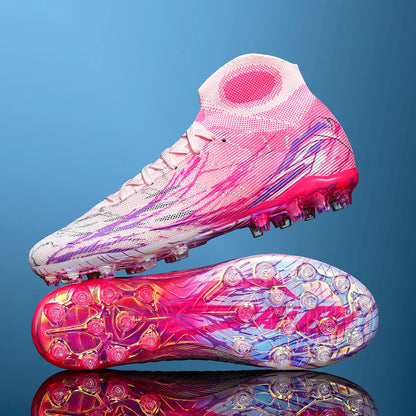 Breathable high top electroplated bottom soccer bootsFG long nails provide super strong grip and durability
