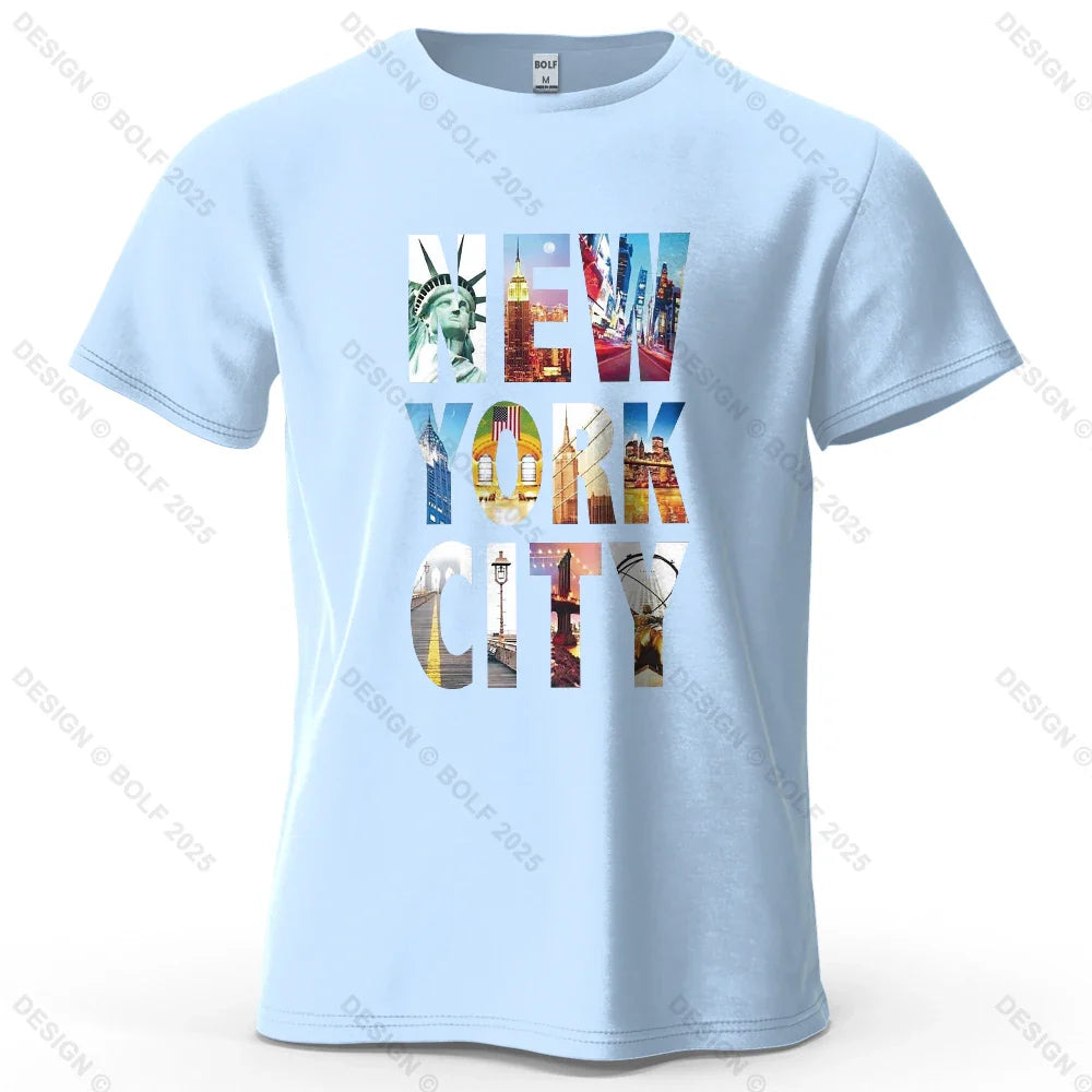 NYC Vibes Printed Men's T-Shirt 100% Cotton Oversized Urban Trendy Graphic Tees for Women Tops Tees Casual Streetwear