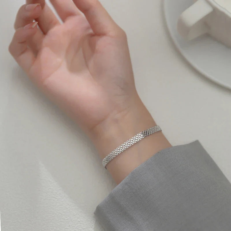 Silver Exquisite Lace Pattern Bracelet 925 Sterling Silver Charm Bangle Bracelet Gift For Women Wedding Fine Jewelry