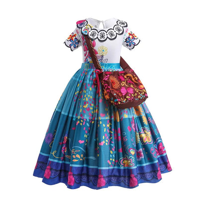 Children Princess Dress Kids Flower Madrigal Cosplay Costume Girls Mirabel Christmas Halloween Clothes Summer Outfit 2-10 Years