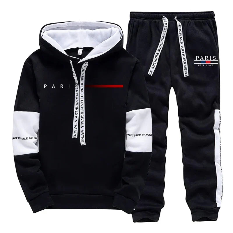 Autumn Winter Mens Tracksuit Print Casual Sweatshirts Sportswear Outdoors Sports Jogging Mens Clothing Single Piece Hoodie Pants