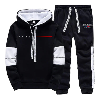 Autumn Winter Mens Tracksuit Print Casual Sweatshirts Sportswear Outdoors Sports Jogging Mens Clothing Single Piece Hoodie Pants